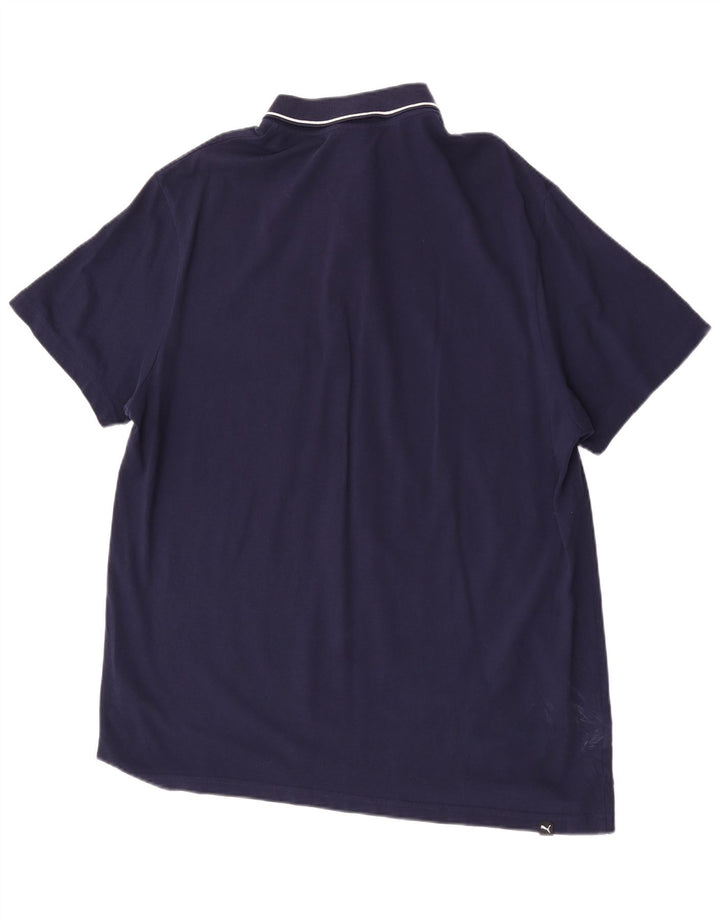 Puma Mens Polo Shirt 2XL Navy Blue Cotton