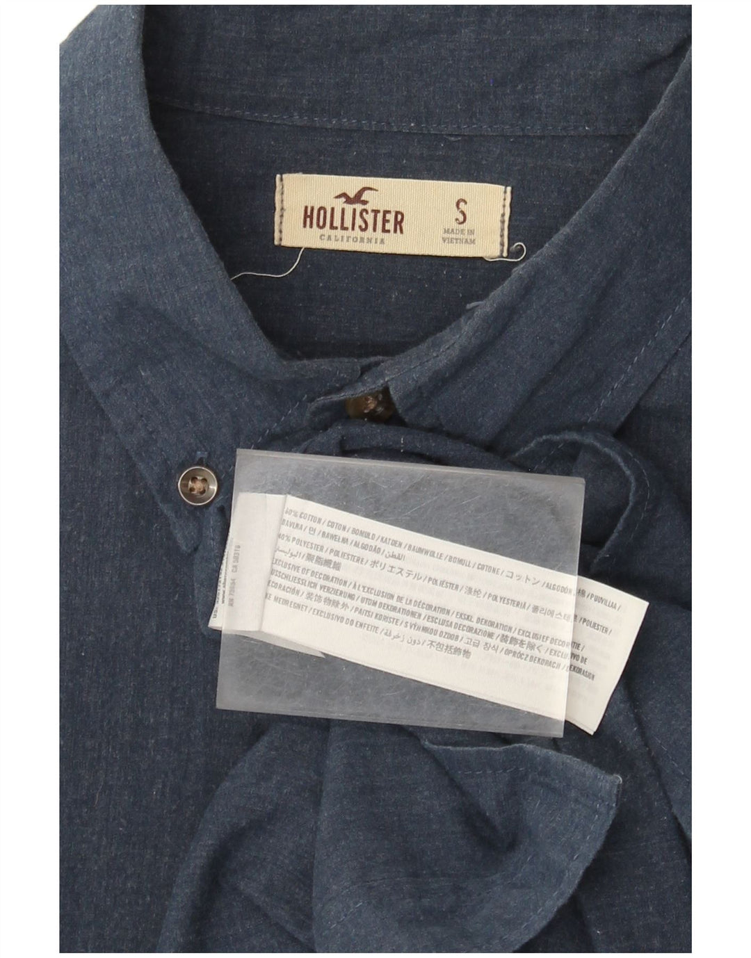 HOLLISTER Mens Shirt Small Navy Blue Cotton