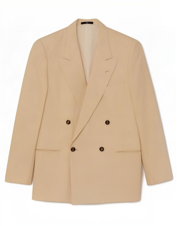Valentino Mens Double Breasted Blazer Jacket UK 38 Medium Beige