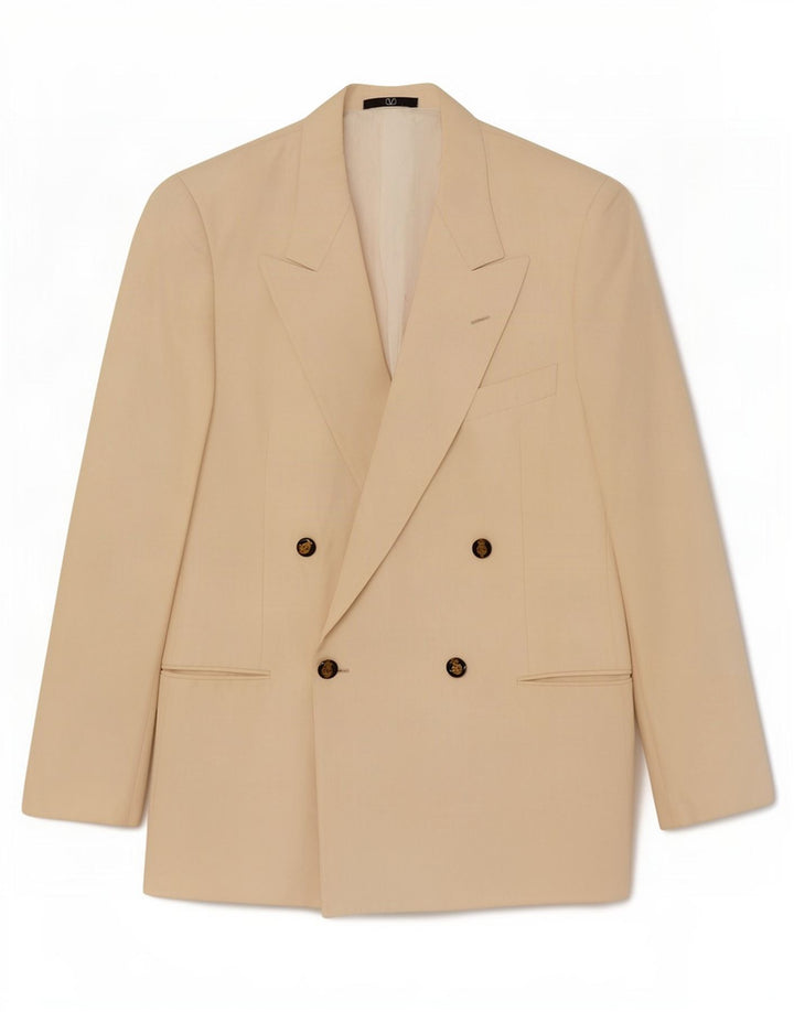 Valentino Mens Double Breasted Blazer Jacket UK 38 Medium Beige