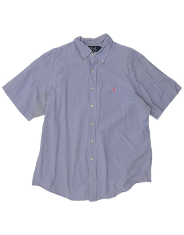 Polo Ralph Lauren Mens Short Sleeve Shirt Size 17 43 XL Blue Gingham