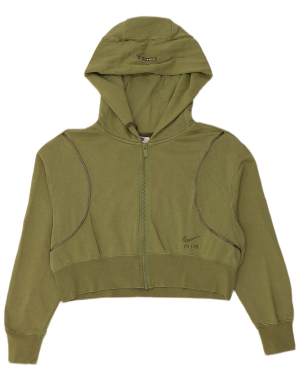 Nike Girls Crop Zip Hoodie Sweater 6-7 Years XS  Khaki Cotton