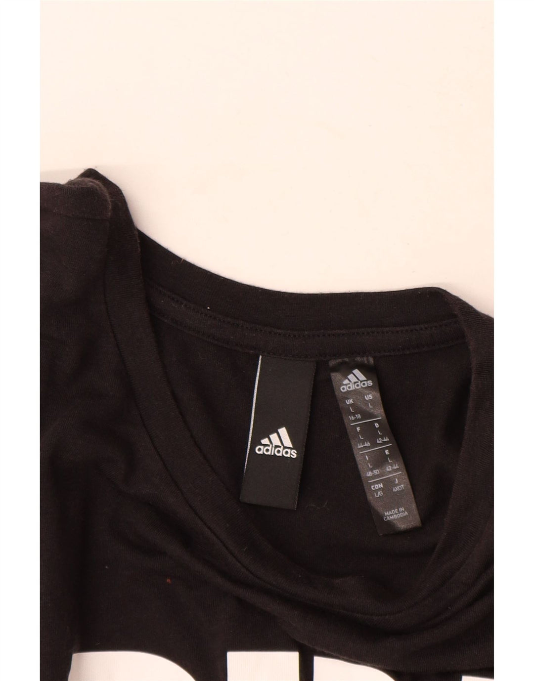 Adidas Womens Graphic T-Shirt Top UK 16/18 Large Black Polyester