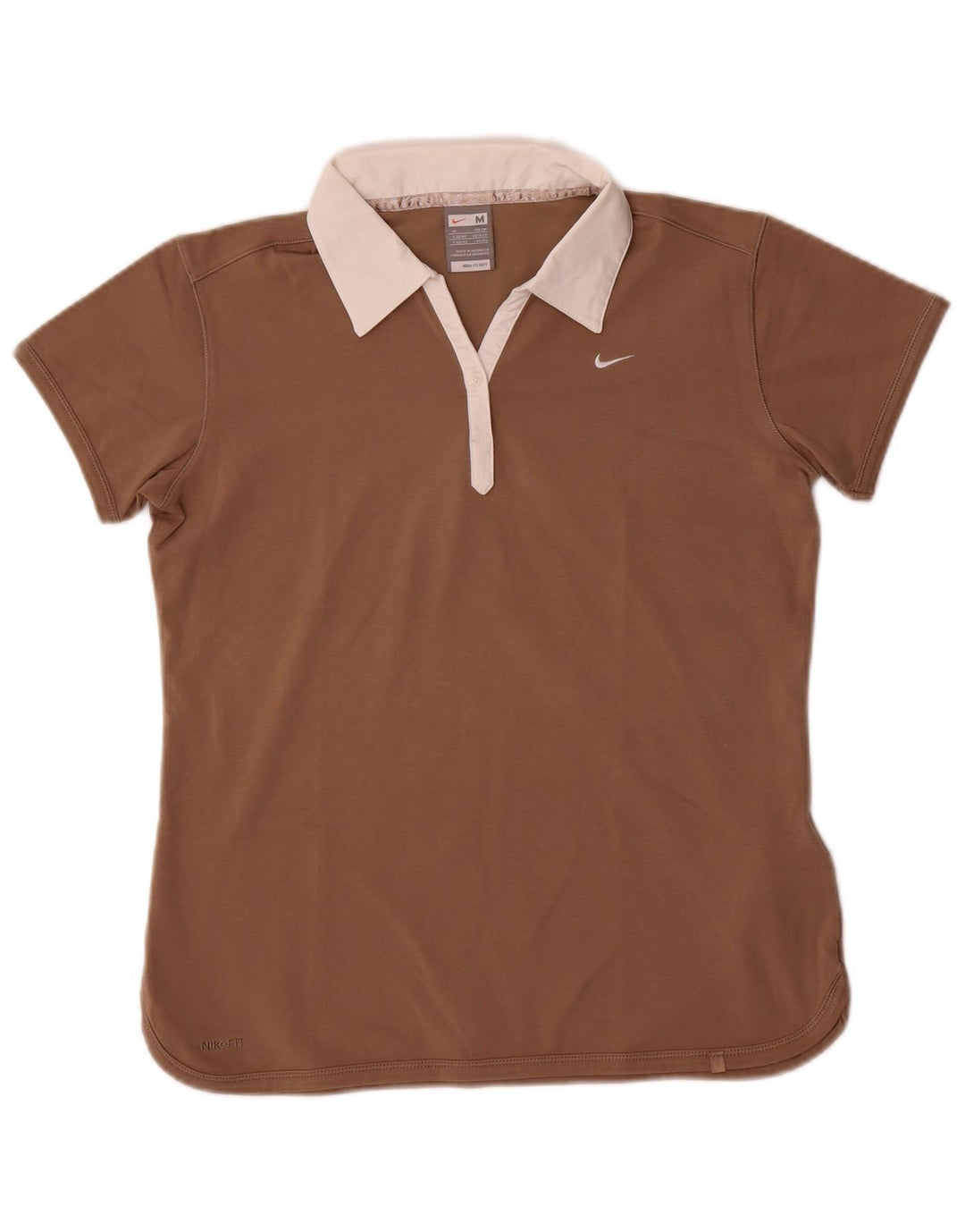 Nike Womens Polo Shirt UK 10/12 Medium Brown Cotton