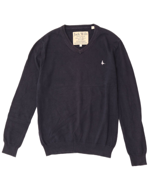 Jack Wills Mens V-Neck Jumper Sweater Medium Navy Blue Cotton