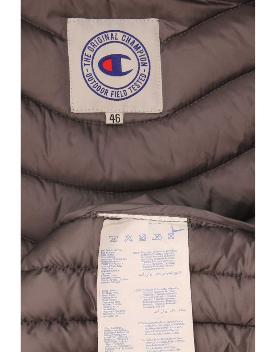 Champion Womens Hooded Padded Coat IT 46 Large Grey Polyamide