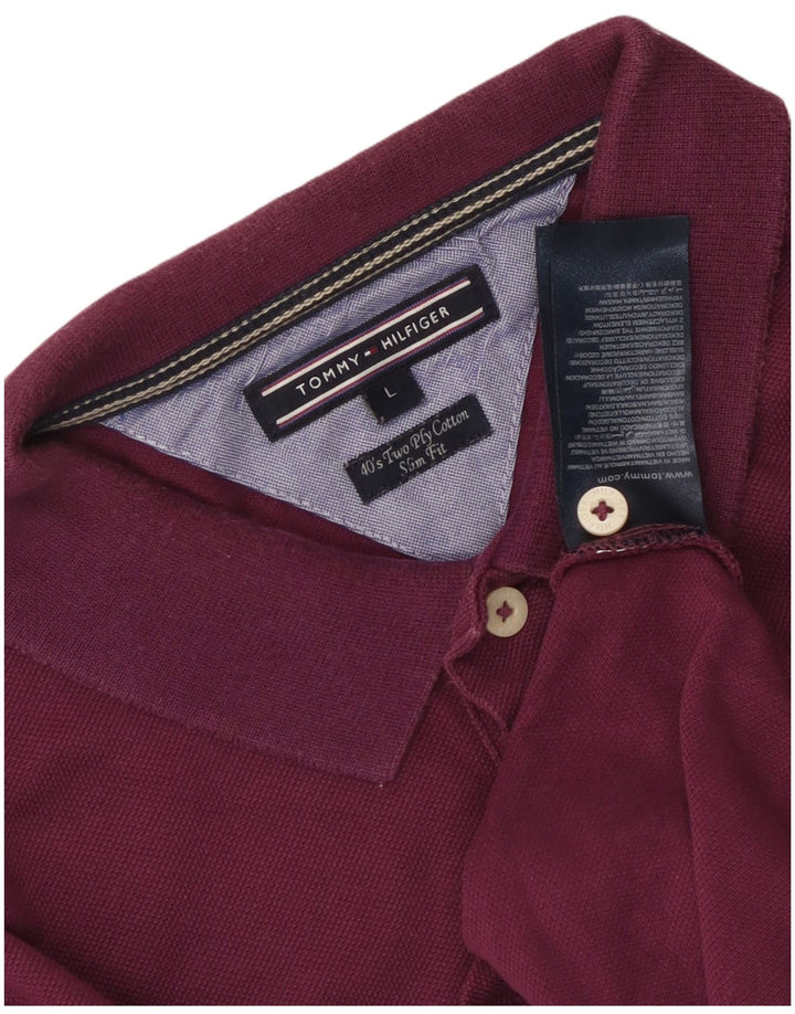 Tommy Hilfiger Mens Slim Fit Polo Shirt Large Purple Cotton