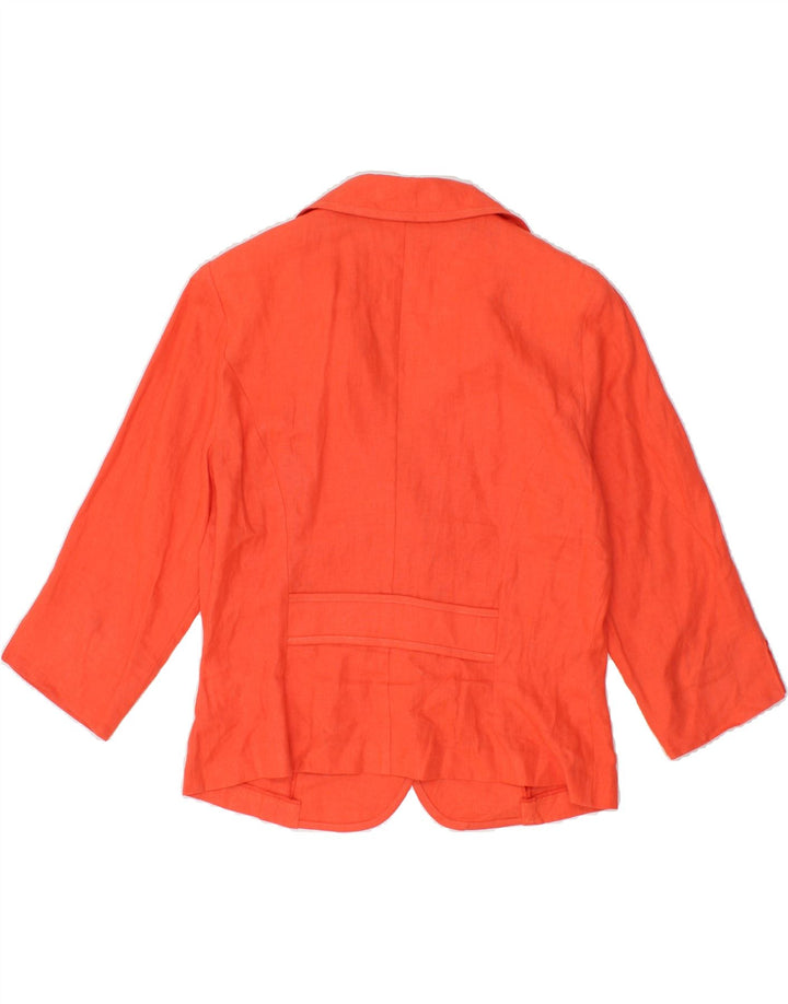 VINTAGE Womens 3 Button 3 Button Blazer Jacket UK 14 Medium  Orange Linen Vintage Vintage and Second-Hand Vintage from Messina Hembry 