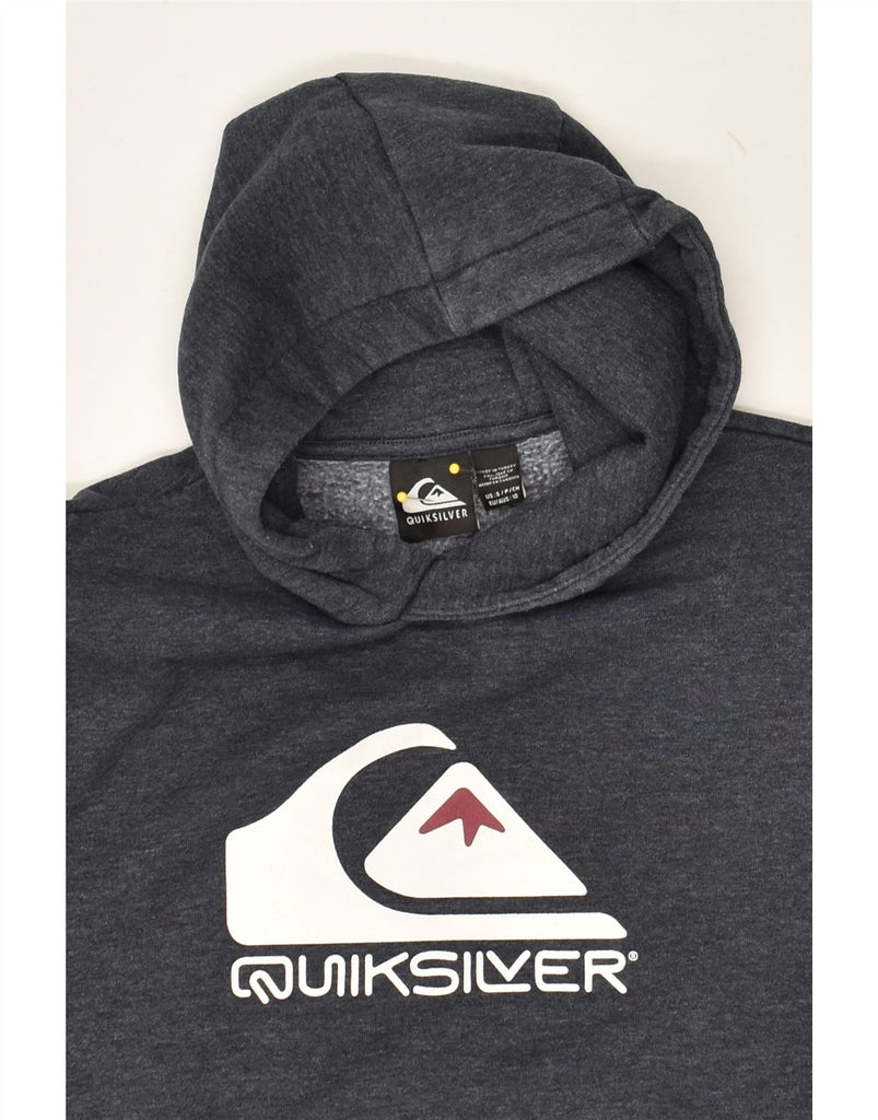 QUIKSILVER Boys Graphic Hoodie Jumper 9-10 Years Small Navy Blue | Vintage Quiksilver | Thrift | Second-Hand Quiksilver | Used Clothing | Messina Hembry 