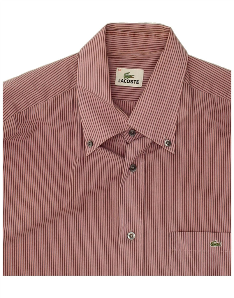 LACOSTE Mens Shirt Size 42 Large Pink Pinstripe Cotton | Vintage Lacoste | Thrift | Second-Hand Lacoste | Used Clothing | Messina Hembry 