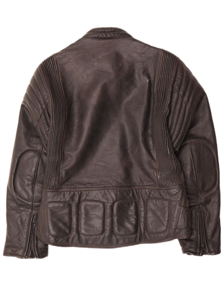 Modeka Mens Leather Biker Jacket UK 38 Medium Black Leather