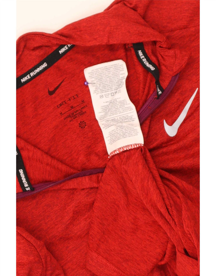 Nike Mens Dri Fit Zip Neck Pullover Tracksuit Top Medium Red Flecked
