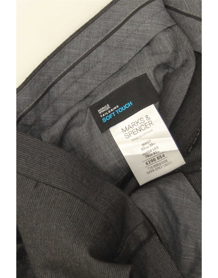 Marks & Spencer Mens Straight Suit Trousers W38 L31 Grey Pinstripe