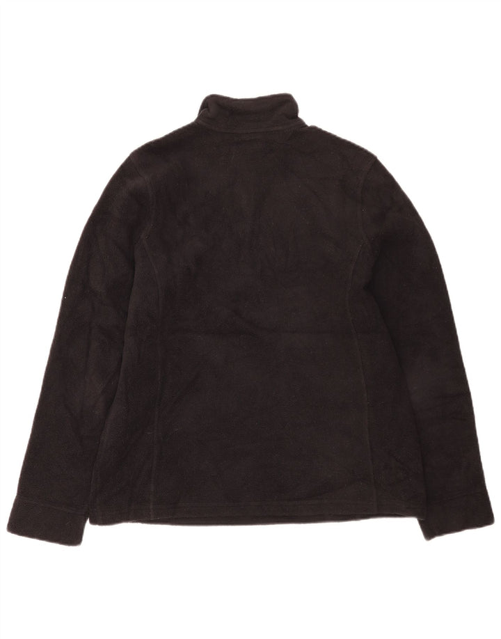 L.L.Bean Womens Zip Neck Fleece Jumper UK 10 Small Black Polyester