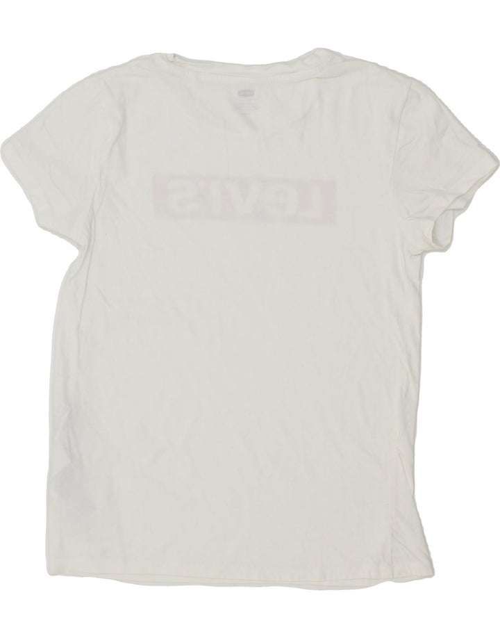 LEVI'S Womens Graphic T-Shirt Top UK 10 Small White Cotton Vintage Levi's and Second-Hand Levi's from Messina Hembry 