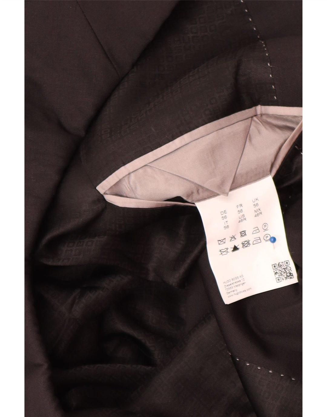 Hugo Boss Mens 2 Button Blazer Jacket EU 56 3XL Black Virgin Wool