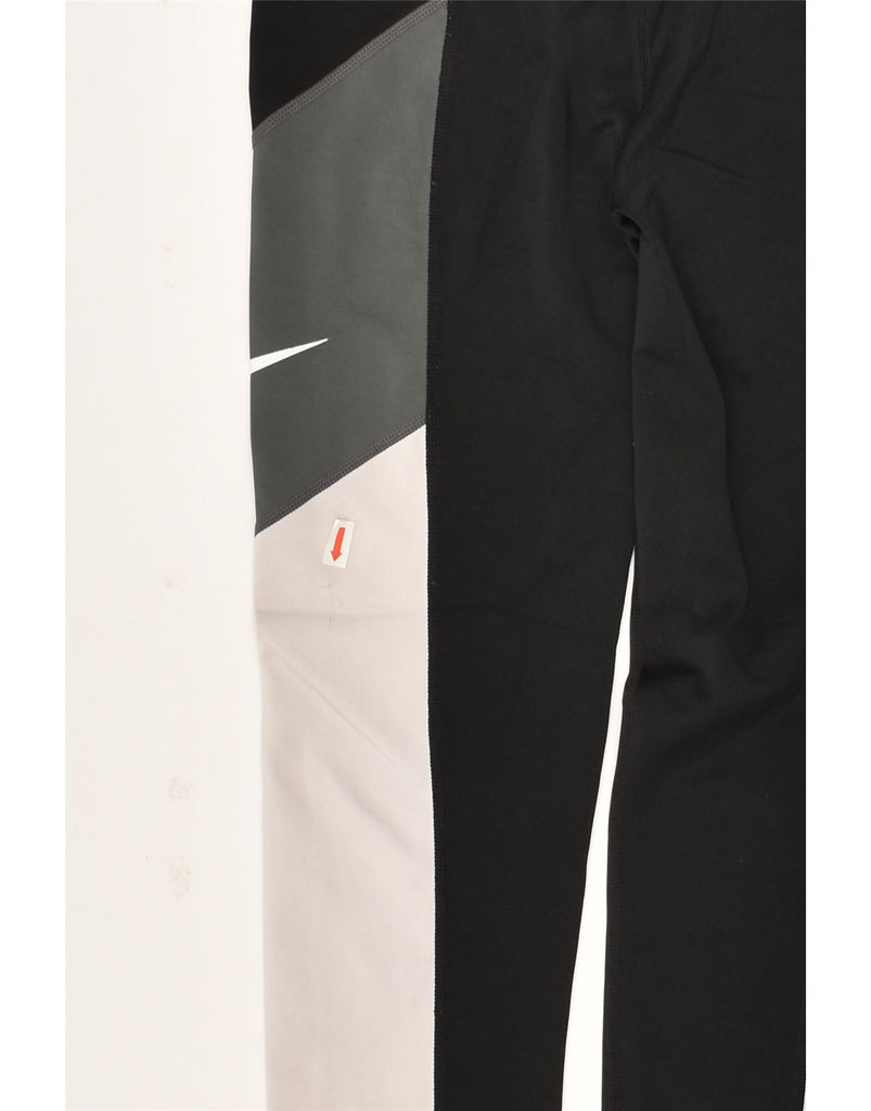 NIKE Womens Dri Fit Tracksuit Trousers UK 12 Medium Black Colourblock | Vintage Nike | Thrift | Second-Hand Nike | Used Clothing | Messina Hembry 