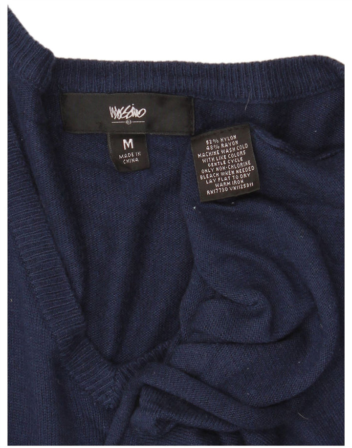 MOSSIMO Womens V-Neck Jumper Sweater UK 12 Medium Navy Blue Nylon
