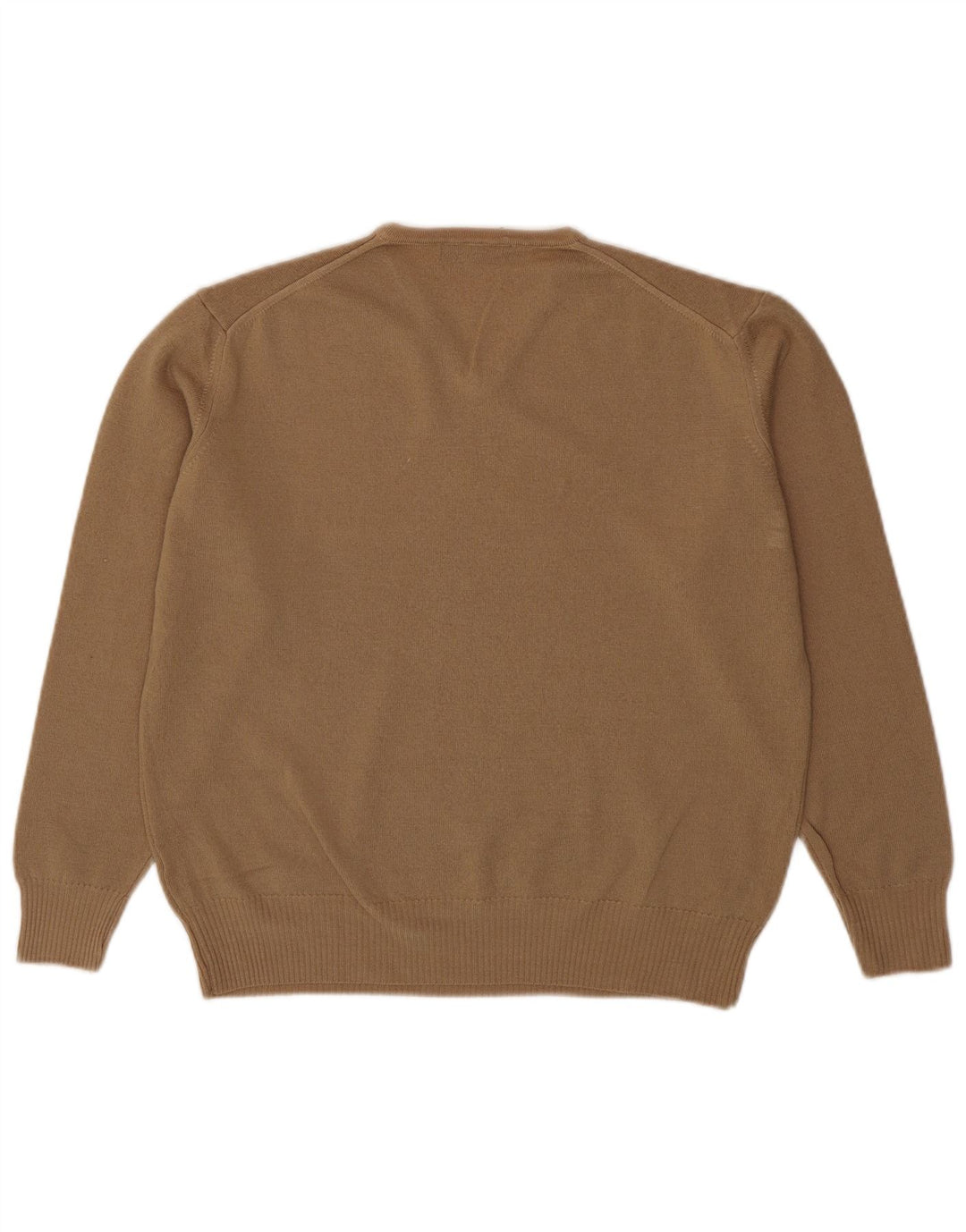 Zara Mens V-Neck Jumper Sweater XL Brown Wool