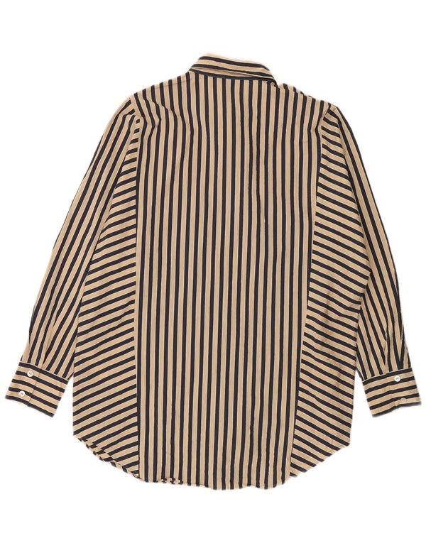 Massimo Dutti Womens Oversized Shirt Dress UK 10 Small Beige Striped Cotton