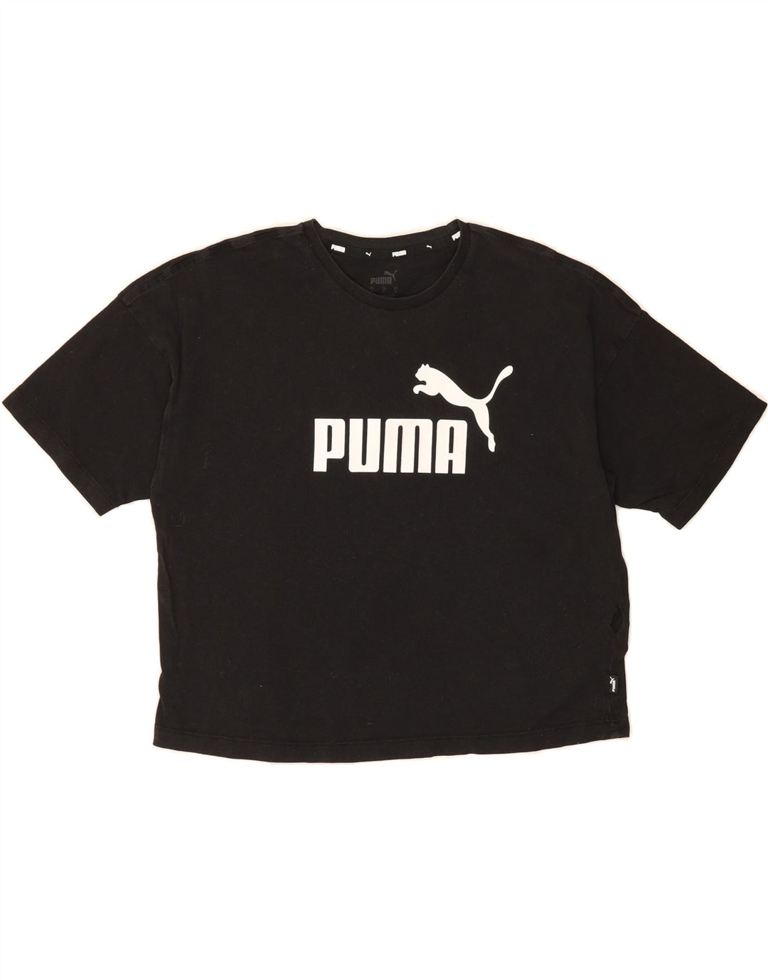 PUMA Womens Crop Graphic T-Shirt Top UK 10 Small Black Vintage Puma and Second-Hand Puma from Messina Hembry 