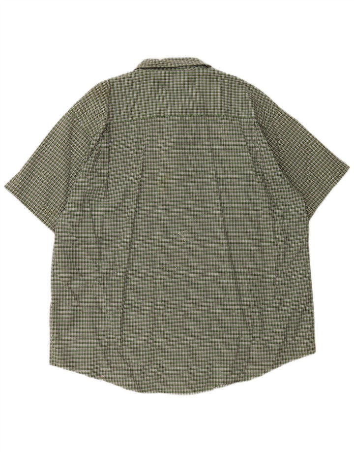 Wrangler Mens Short Sleeve Shirt XL Green Check Cotton