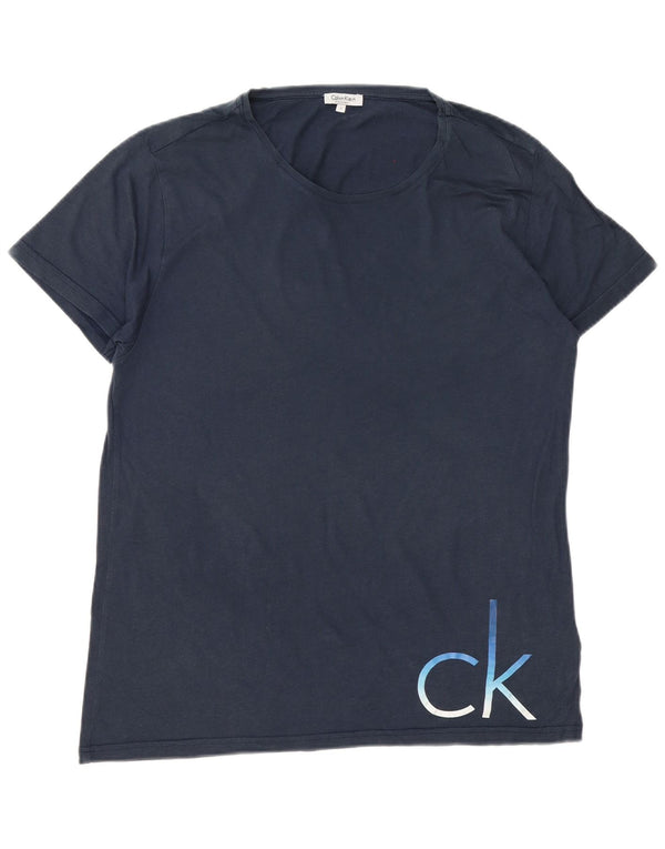 Calvin Klein Mens Graphic T-Shirt Top Large Navy Blue Cotton