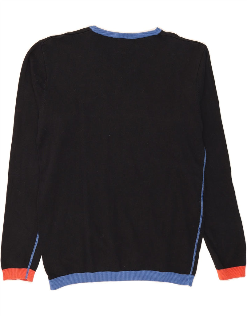 JACK & JONES Mens V-Neck Jumper Sweater XL Black Cotton Vintage Jack & Jones and Second-Hand Jack & Jones from Messina Hembry 