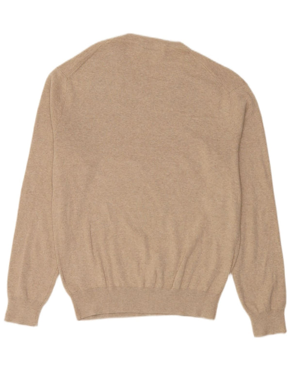 Polo Ralph Lauren Mens V-Neck Jumper Sweater Small Beige Cotton