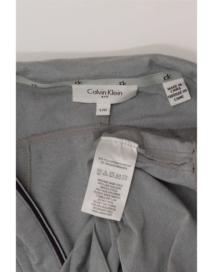 Calvin Klein Mens Graphic Zip Neck Pullover Tracksuit Top Large Grey