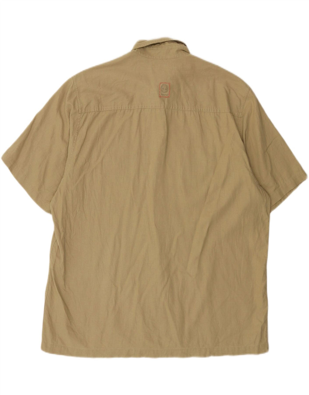 TIMBERLAND Mens Short Sleeve Shirt Large Beige Linen