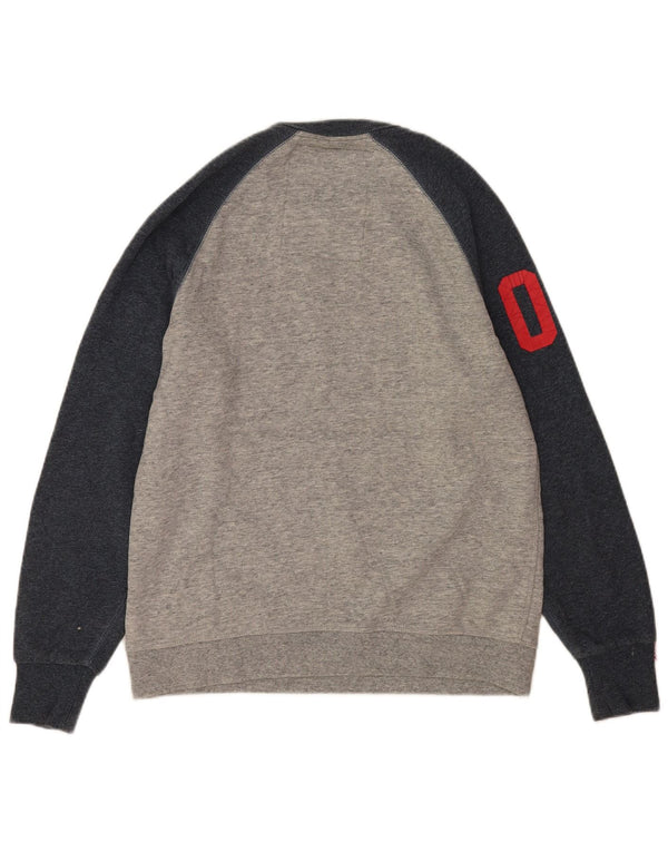 Superdry Mens Graphic Sweatshirt Jumper Medium Grey Colourblock Cotton