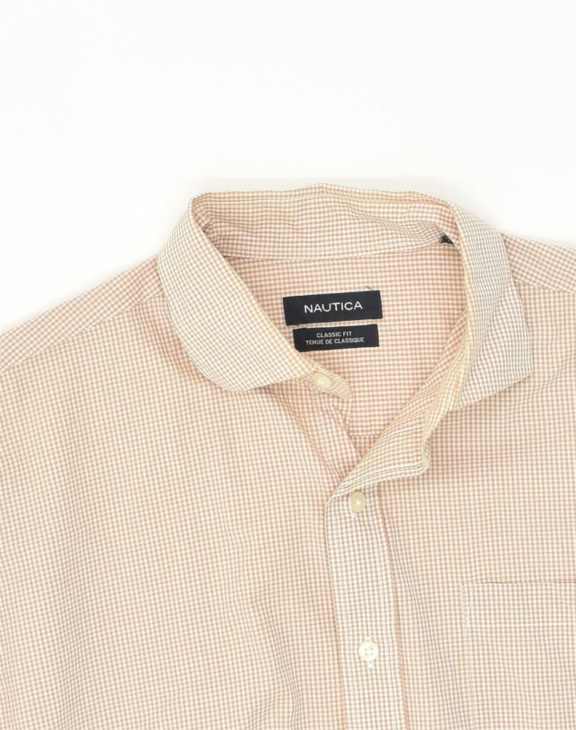 NAUTICA Mens Classic Fit Shirt Size 16 Large Beige Check Cotton | Vintage Nautica | Thrift | Second-Hand Nautica | Used Clothing | Messina Hembry 