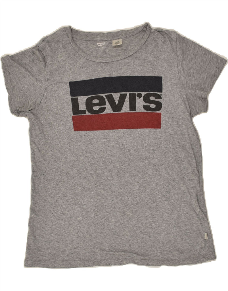 LEVI'S Womens Graphic T-Shirt Top UK 10 Small Grey Cotton | Vintage Levi's | Thrift | Second-Hand Levi's | Used Clothing | Messina Hembry 