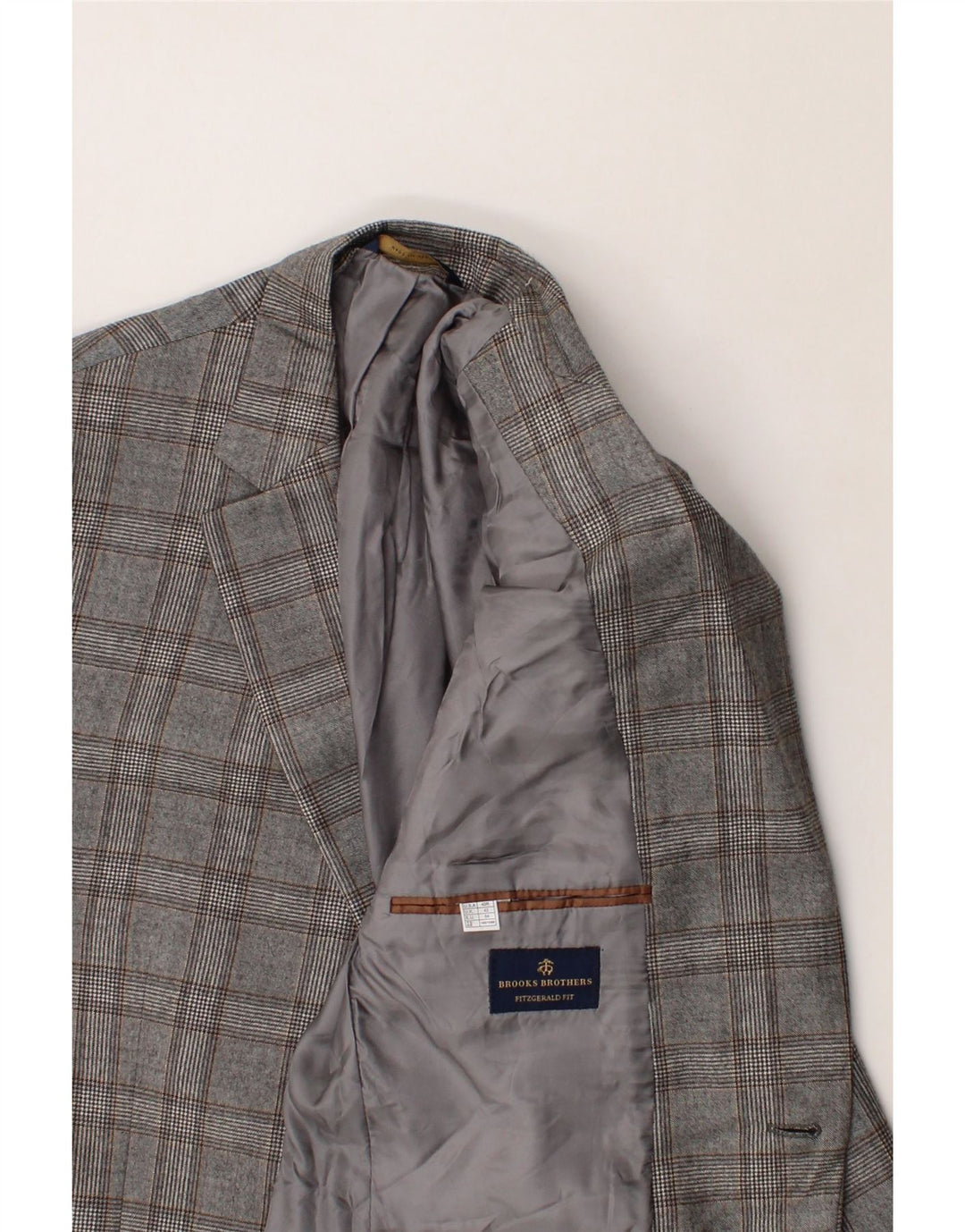 BROOKS BROTHERS Mens 2 Button Blazer Jacket UK 42 XL Grey Check Cotton Vintage Brooks Brothers and Second-Hand Brooks Brothers from Messina Hembry 