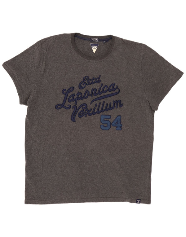 SUPERDRY Mens Graphic T-Shirt Top 3XL Grey Cotton