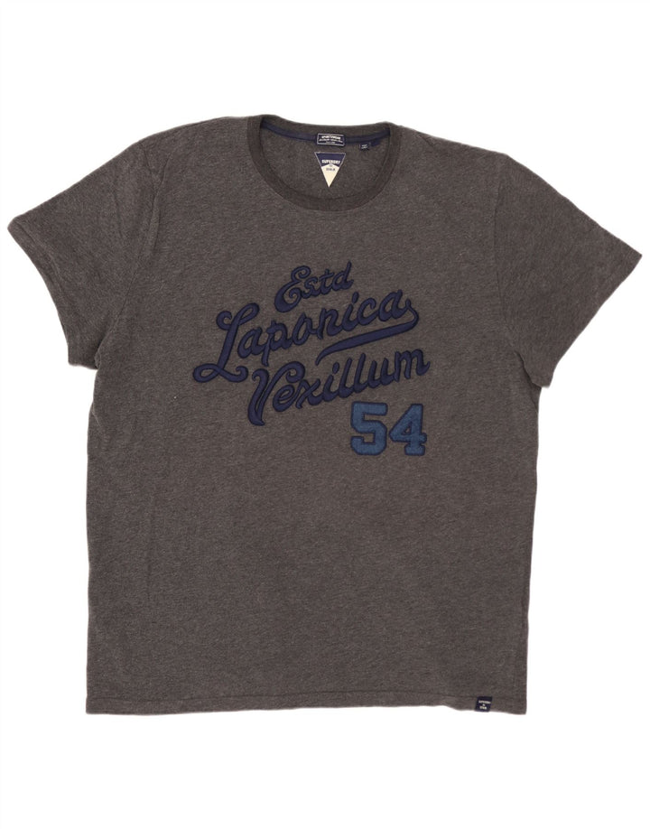 SUPERDRY Mens Graphic T-Shirt Top 3XL Grey Cotton