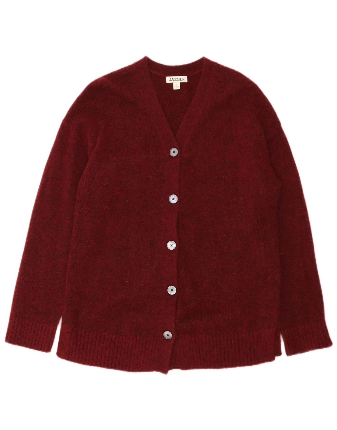 Jaeger Womens Cardigan Sweater UK 10 Small Burgundy Polyamide