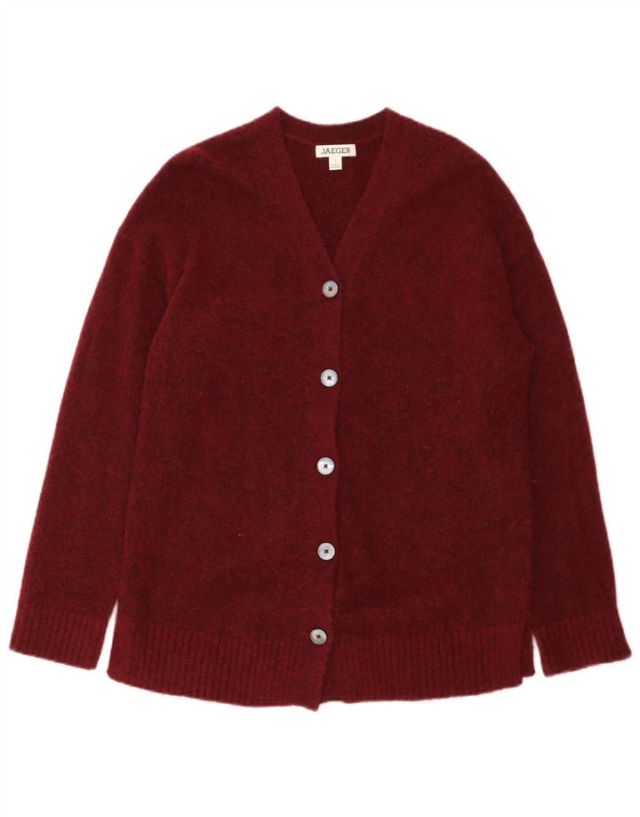 Jaeger Womens Cardigan Sweater UK 10 Small Burgundy Polyamide