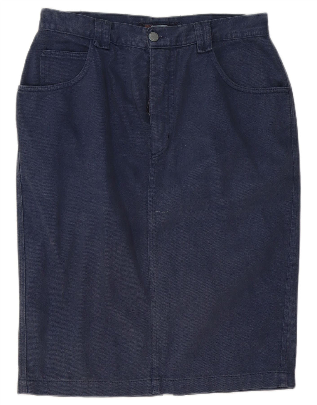 Krizia Womens Pencil Skirt  W33 Large Navy Blue Cotton