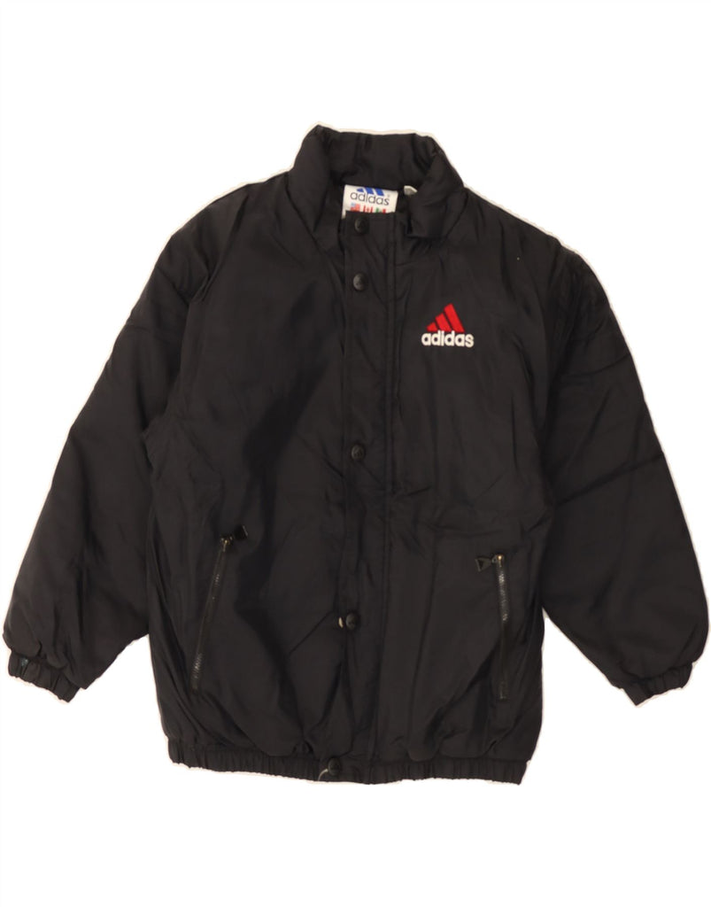 ADIDAS Boys Graphic Windbreaker Coat 4-5 Years Large Black Nylon Vintage Adidas and Second-Hand Adidas from Messina Hembry 