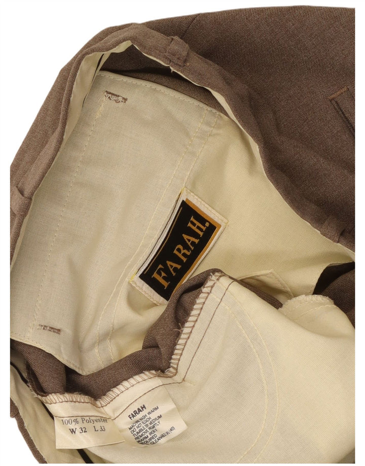 Farah Womens Straight Pegged Suit Trousers W32 L26 Beige Polyester