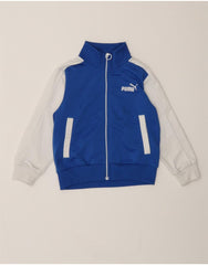 PUMA Boys Graphic Tracksuit Top Jacket 3-4 Years Blue Colourblock