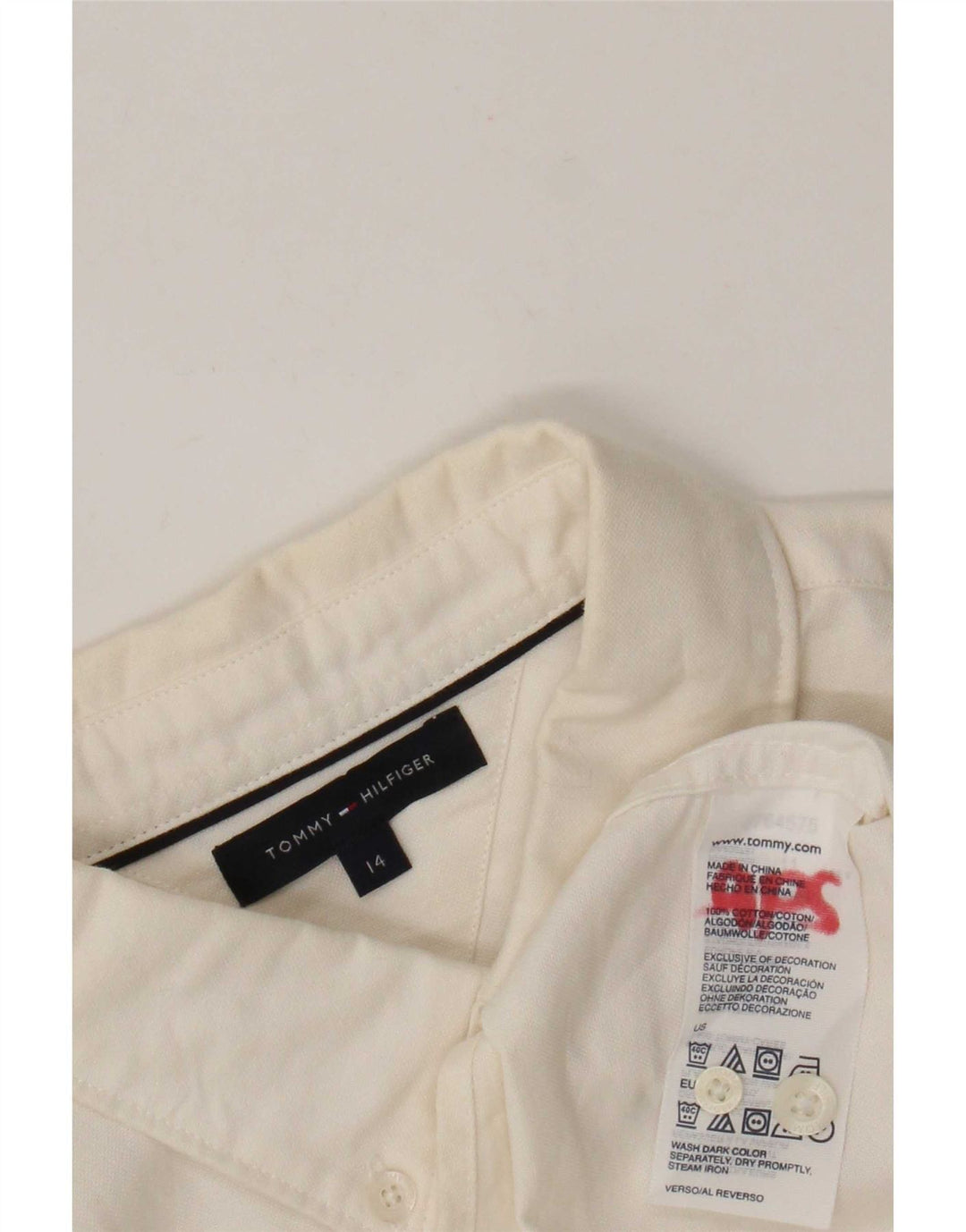 Tommy Hilfiger Boys Shirt 13-14 Years Off White Cotton