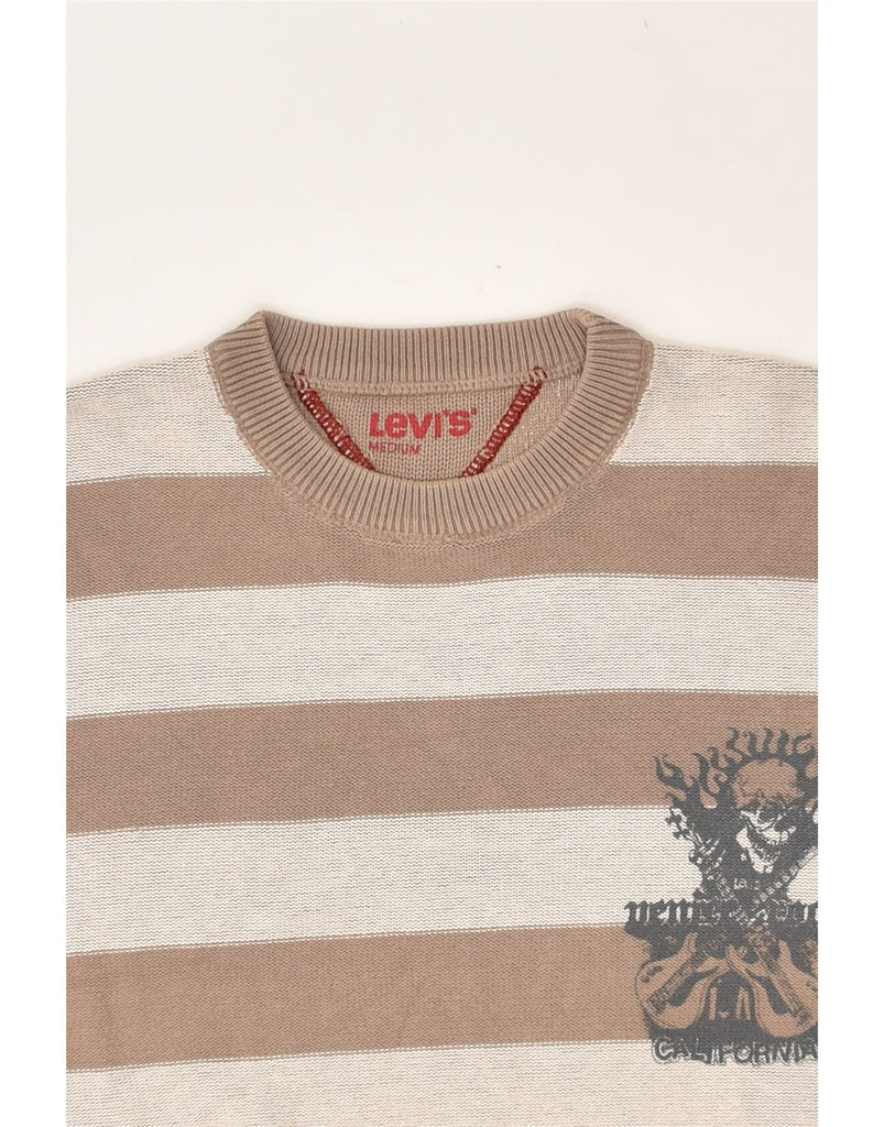 LEVI'S Mens Crew Neck Jumper Sweater Medium Brown Striped Cotton | Vintage Levi's | Thrift | Second-Hand Levi's | Used Clothing | Messina Hembry 