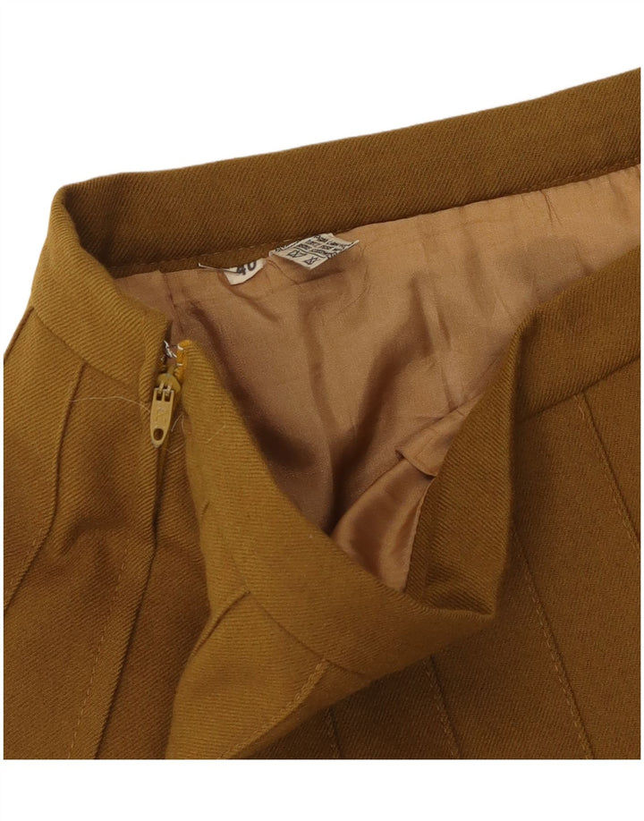 Vintage Womens Knife Pleated Skirt EU 40 Medium W30 Khaki Wool