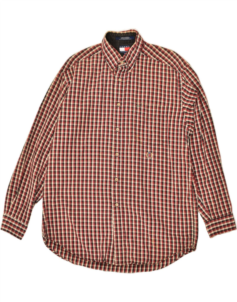 TOMMY HILFIGER Mens Shirt Medium Red Check Cotton | Vintage Tommy Hilfiger | Thrift | Second-Hand Tommy Hilfiger | Used Clothing | Messina Hembry 