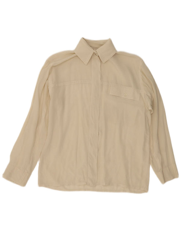 Vintage Womens Shirt Blouse UK 12 Medium Beige