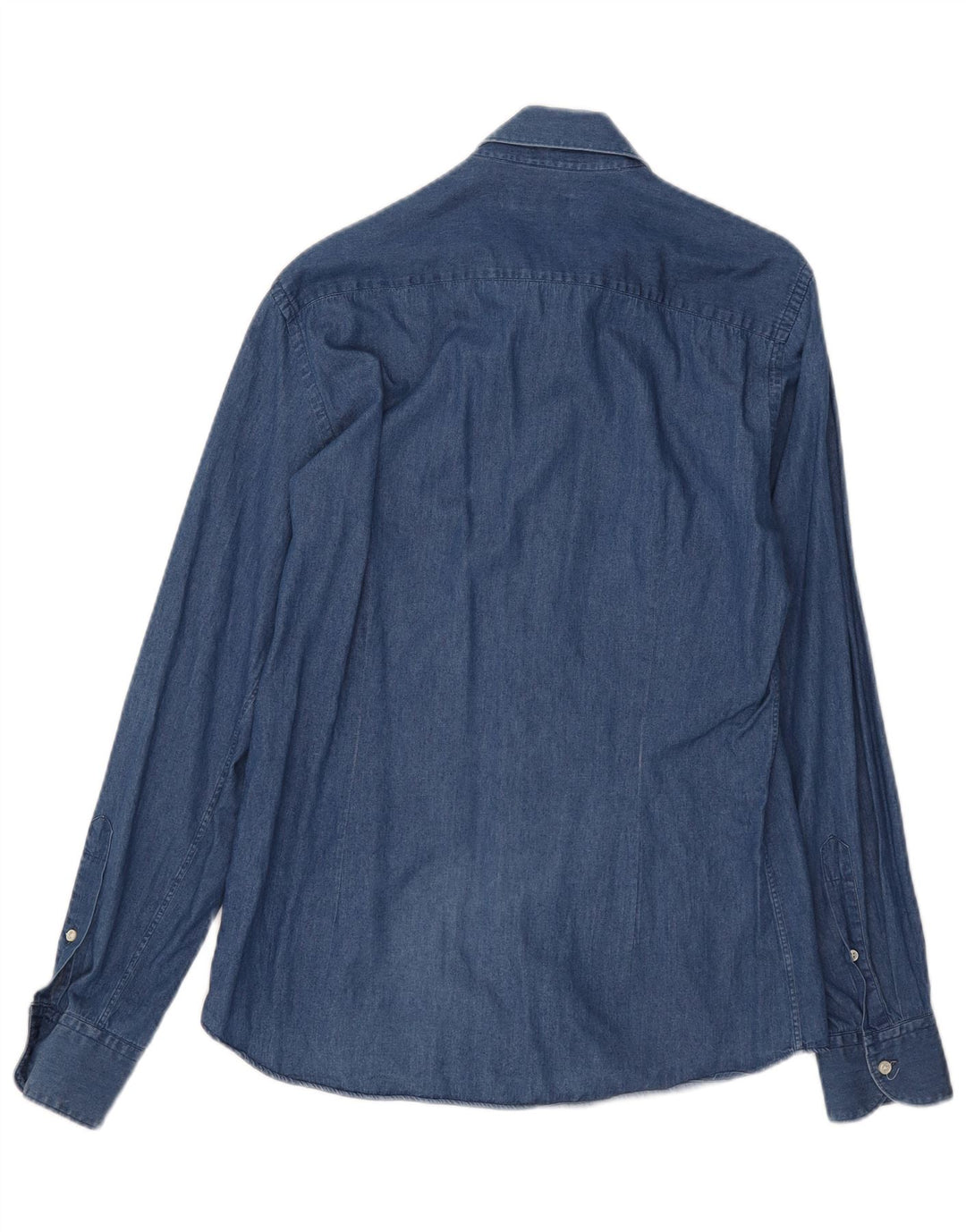 Fay Mens Denim Shirt Size 40 15 3/4 Medium Blue Cotton