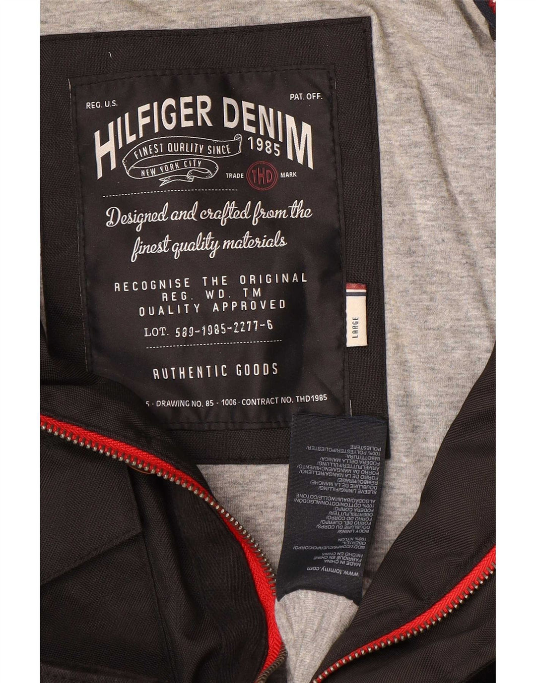 Tommy Hilfiger Mens Military Jacket UK 40 Large Black Nylon